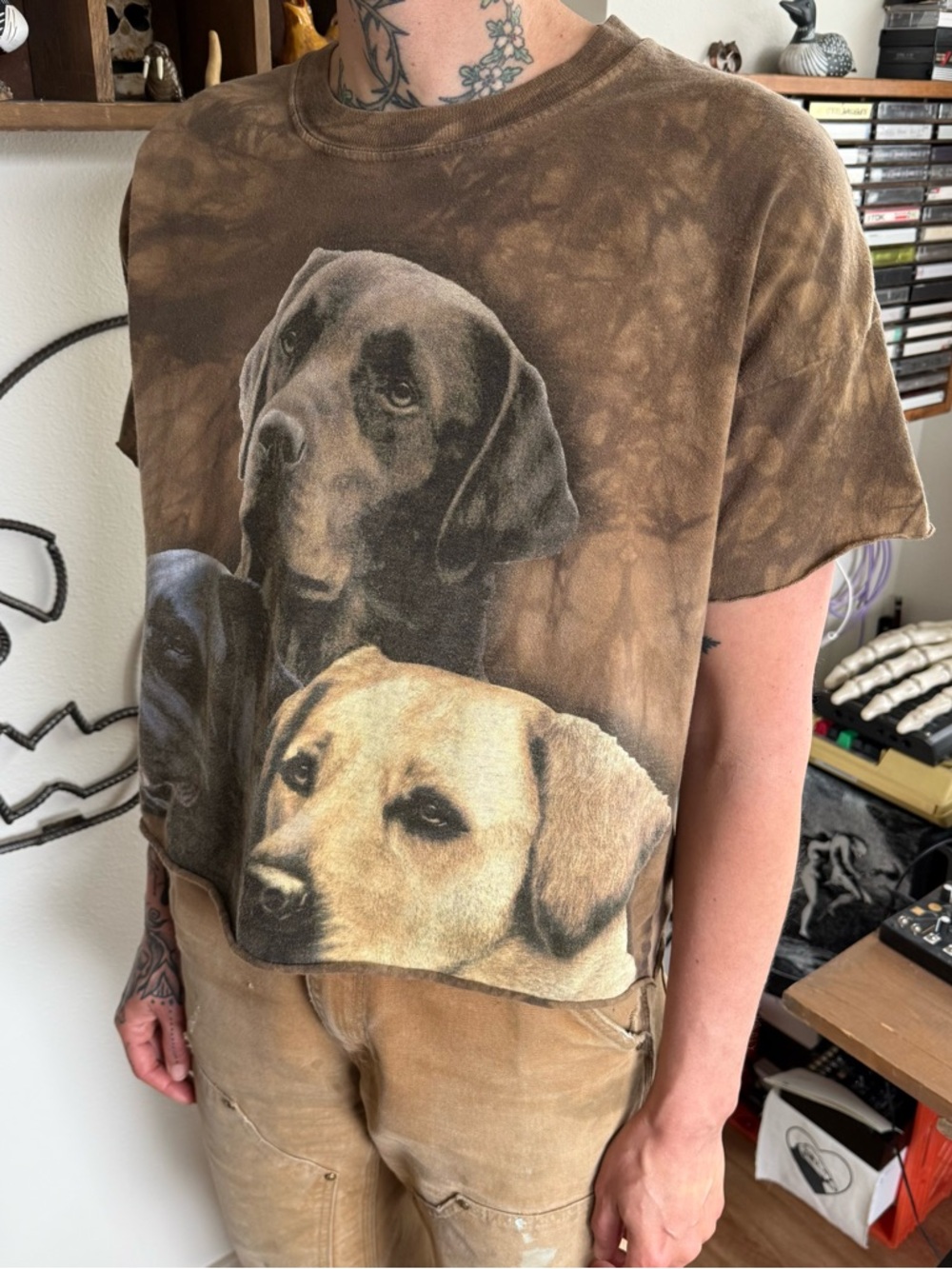 Vintage 2000s Tie Dye Labrador Retriever Dogs Graphic Tee ~ Size XL - Picture 3 of 7